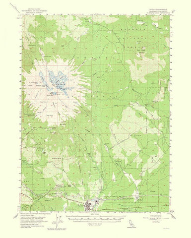 Shasta California Quad - USGS 1964 White Modern Wood Framed Art Print with Double Matting by USGS