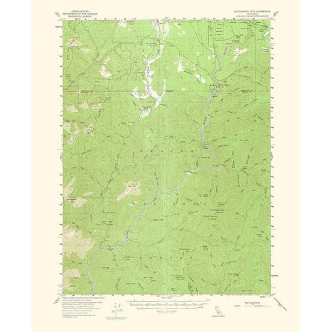 Shoeinhorse Mountain California Quad - USGS 1964 Black Modern Wood Framed Art Print with Double Matting by USGS