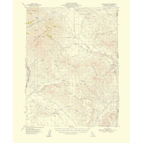 Shinn Mountain California Quad - USGS 1956 White Modern Wood Framed Art Print by USGS