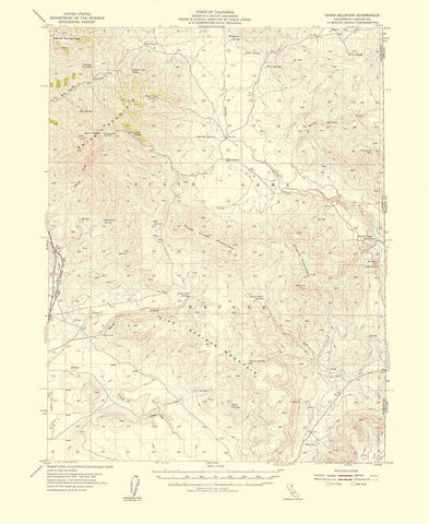 Shinn Mountain California Quad - USGS 1956 White Modern Wood Framed Art Print with Double Matting by USGS