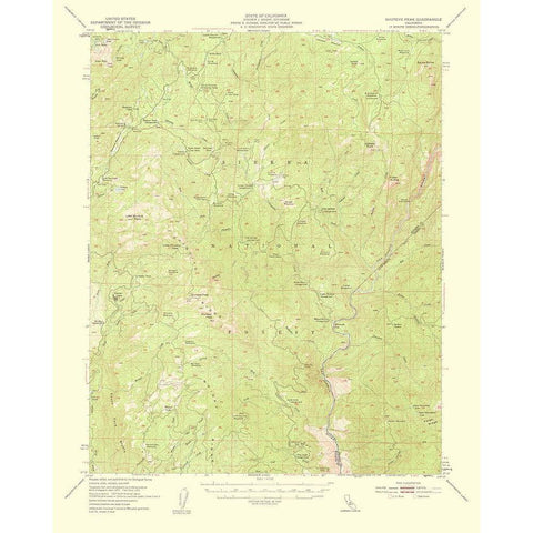 Shuteye Peak California Quad - USGS 1959 White Modern Wood Framed Art Print by USGS