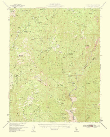 Shuteye Peak California Quad - USGS 1959 White Modern Wood Framed Art Print with Double Matting by USGS