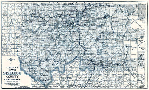 Siskiyou California - Denny 1905 White Modern Wood Framed Art Print with Double Matting by Denny