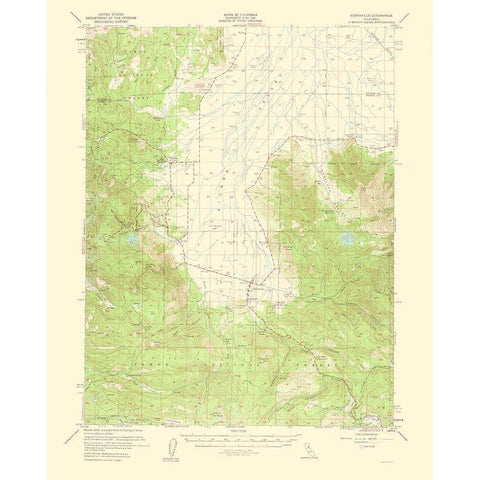 Sierraville California Quad - USGS 1960 White Modern Wood Framed Art Print by USGS