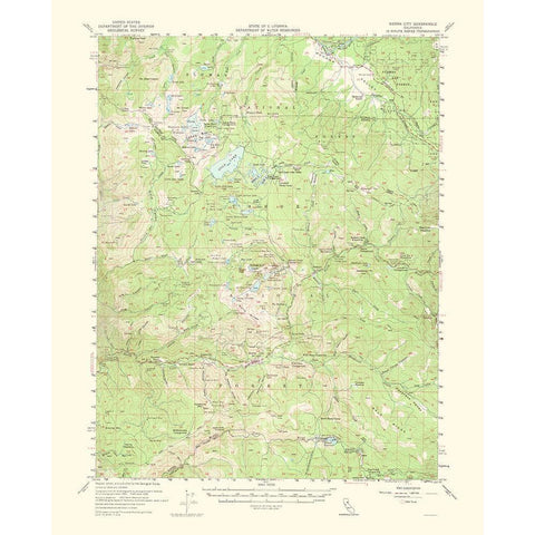 Sierra City California Quad - USGS 1955 White Modern Wood Framed Art Print by USGS