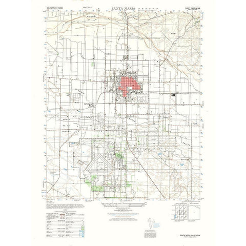 Santa Maria Sheet- US Army 1947 Gold Ornate Wood Framed Art Print with Double Matting by US Army