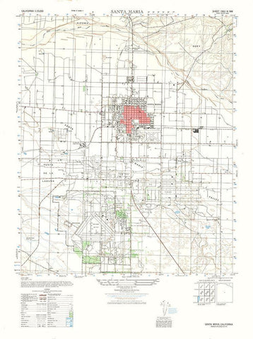 Santa Maria Sheet- US Army 1947 Black Ornate Wood Framed Art Print with Double Matting by US Army