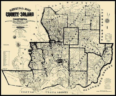 Solano California Landowner - Eager 1890 Black Ornate Wood Framed Art Print with Double Matting by Eager