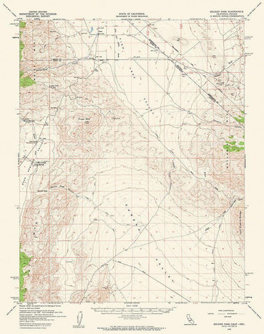 Soldier Pass California Quad - USGS 1958 Black Ornate Wood Framed Art Print with Double Matting by USGS