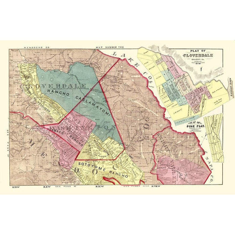 Sonoma Cloverdale Pine Flat California Landowner Gold Ornate Wood Framed Art Print with Double Matting by Thompson
