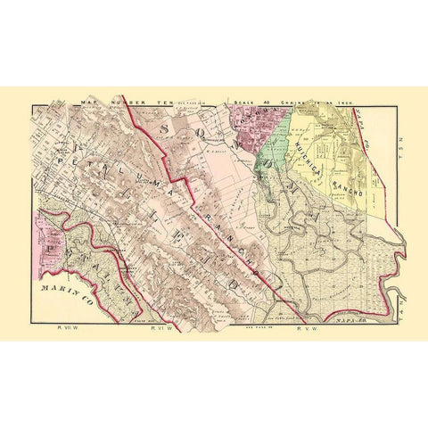 Sonoma  South California Landowner - Thompson 1877 White Modern Wood Framed Art Print by Thompson