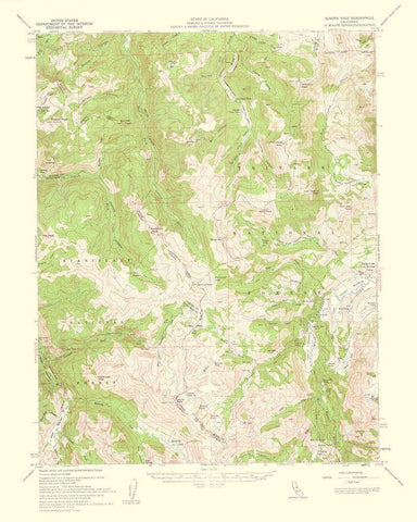 Sonora Pass California Quad - USGS 1961 White Modern Wood Framed Art Print with Double Matting by USGS