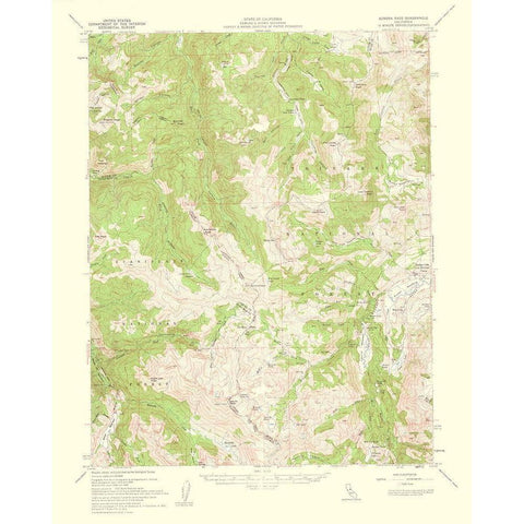 Sonora Pass California Quad - USGS 1961 Gold Ornate Wood Framed Art Print with Double Matting by USGS