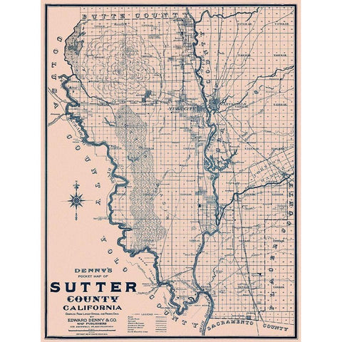 Sutter California - Denny 1913 Black Modern Wood Framed Art Print with Double Matting by Denny