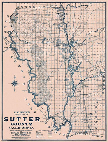 Sutter California - Denny 1913 Black Ornate Wood Framed Art Print with Double Matting by Denny