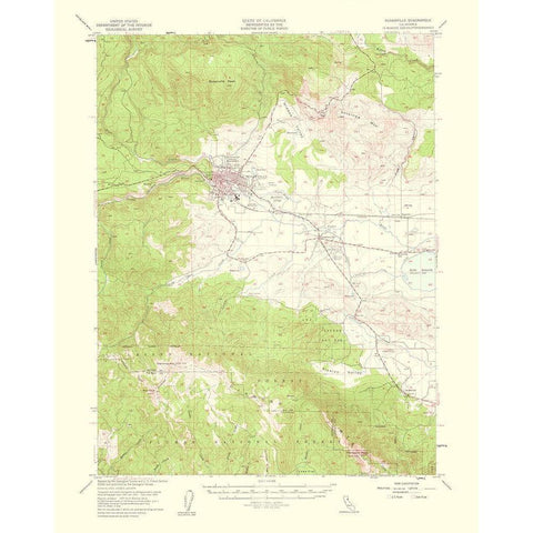 Susanville California Quad - USGS 1954 Gold Ornate Wood Framed Art Print with Double Matting by USGS