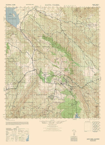 Santa Ysabel Sheet - US Army 1943 Black Ornate Wood Framed Art Print with Double Matting by US Army