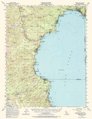 Tahoe California Nevada Quad - USGS 1955 Black Ornate Wood Framed Art Print with Double Matting by USGS