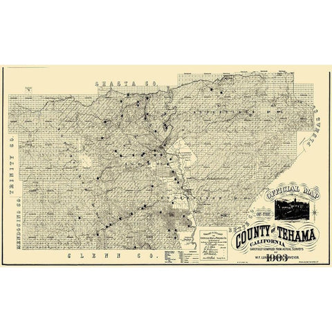 Tehama California Landowner - Luning 1903 Black Modern Wood Framed Art Print by Luning