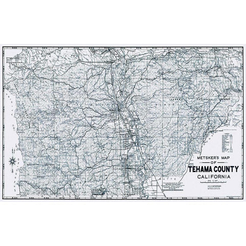 Tehama California Landowner - Metsker 1929 Gold Ornate Wood Framed Art Print with Double Matting by Metsker