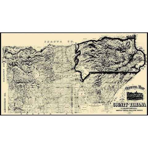 Tehama California - Shackelford 1887 Black Modern Wood Framed Art Print with Double Matting by Shackelford