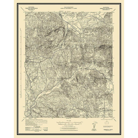 Temecula California Quad - USGS 1942 Black Modern Wood Framed Art Print with Double Matting by USGS