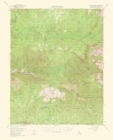 Tehipite Dome California Quad - USGS 1952 White Modern Wood Framed Art Print with Double Matting by USGS