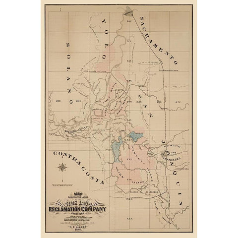Lands of Tideland Reclamation Co California Gold Ornate Wood Framed Art Print with Double Matting by Gibbes