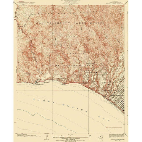 Topanga Canyon California Quad - USGS 1928 White Modern Wood Framed Art Print by USGS