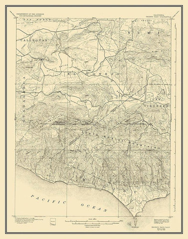 Triunfo Pass California Quad - USGS 1921 White Modern Wood Framed Art Print with Double Matting by USGS