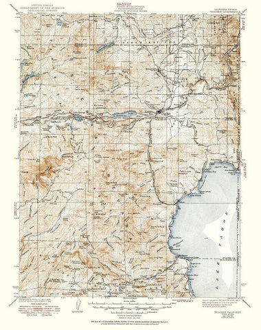 Truckee California Quad - USGS 1940 White Modern Wood Framed Art Print with Double Matting by USGS