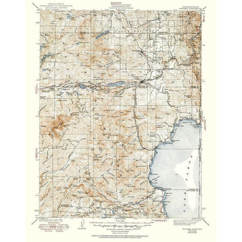 Truckee California Quad - USGS 1940 Gold Ornate Wood Framed Art Print with Double Matting by USGS