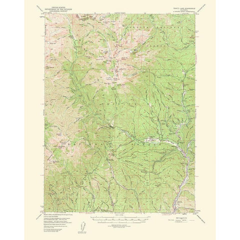 Trinity Lake California Quad - USGS 1956 Gold Ornate Wood Framed Art Print with Double Matting by USGS