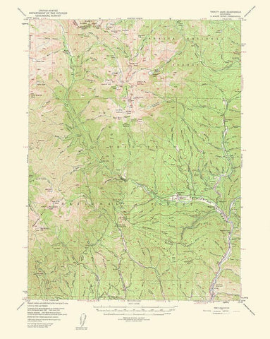 Trinity Lake California Quad - USGS 1956 White Modern Wood Framed Art Print with Double Matting by USGS