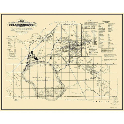 Tulare California Landowner - Chapman 1867 White Modern Wood Framed Art Print by Chapman