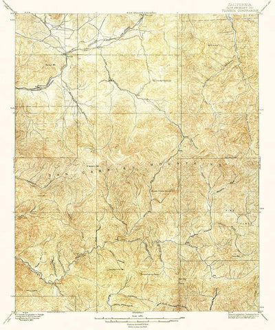 Tujunga California Quad - USGS 1897 White Modern Wood Framed Art Print with Double Matting by USGS