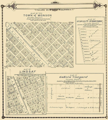 Lindsay, Monson California - Thomas 1892 White Modern Wood Framed Art Print with Double Matting by Thomas