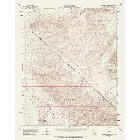 Ubehebe Crater California Nevada Quad - USGS 1957 Black Modern Wood Framed Art Print with Double Matting by USGS