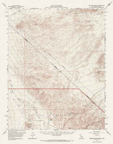 Ubehebe Crater California Nevada Quad - USGS 1957 White Modern Wood Framed Art Print with Double Matting by USGS