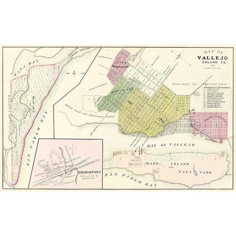 Vallejo California Landowner - Thompson  1878 Gold Ornate Wood Framed Art Print with Double Matting by Thompson