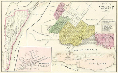 Vallejo California Landowner - Thompson  1878 White Modern Wood Framed Art Print with Double Matting by Thompson