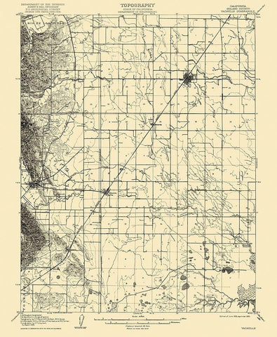 Vacaville California Quad - USGS 1908 White Modern Wood Framed Art Print with Double Matting by USGS