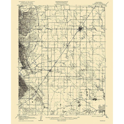 Vacaville California Quad - USGS 1908 Gold Ornate Wood Framed Art Print with Double Matting by USGS