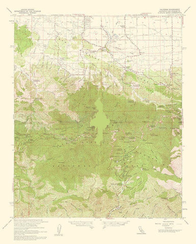 Valyermo California Quad - USGS 1960 White Modern Wood Framed Art Print with Double Matting by USGS