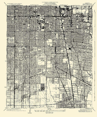 Watts California Quad - USGS 1934 White Modern Wood Framed Art Print with Double Matting by USGS