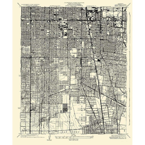 Watts California Quad - USGS 1934 White Modern Wood Framed Art Print by USGS