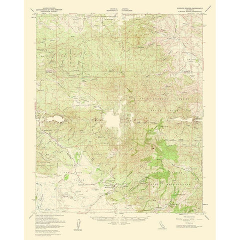 Warner Springs California Quad - USGS 1961 White Modern Wood Framed Art Print by USGS