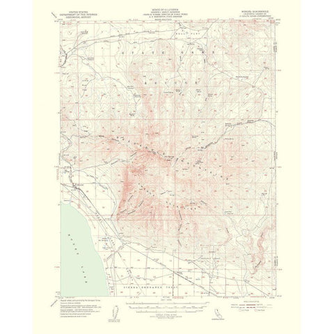 Wendel California Quad - USGS 1954 White Modern Wood Framed Art Print by USGS