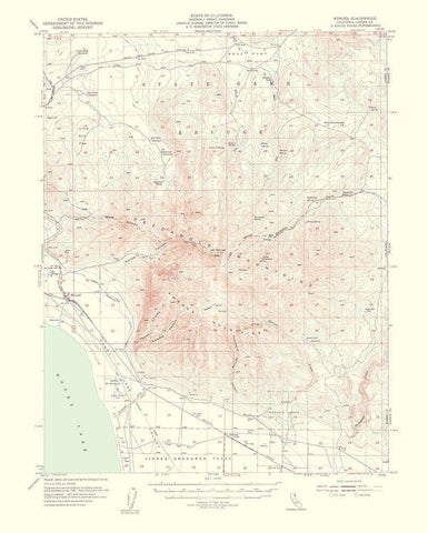 Wendel California Quad - USGS 1954 Black Ornate Wood Framed Art Print with Double Matting by USGS