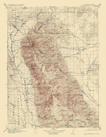 White Mountain California Nevada Quad - USGS 1917 White Modern Wood Framed Art Print with Double Matting by USGS